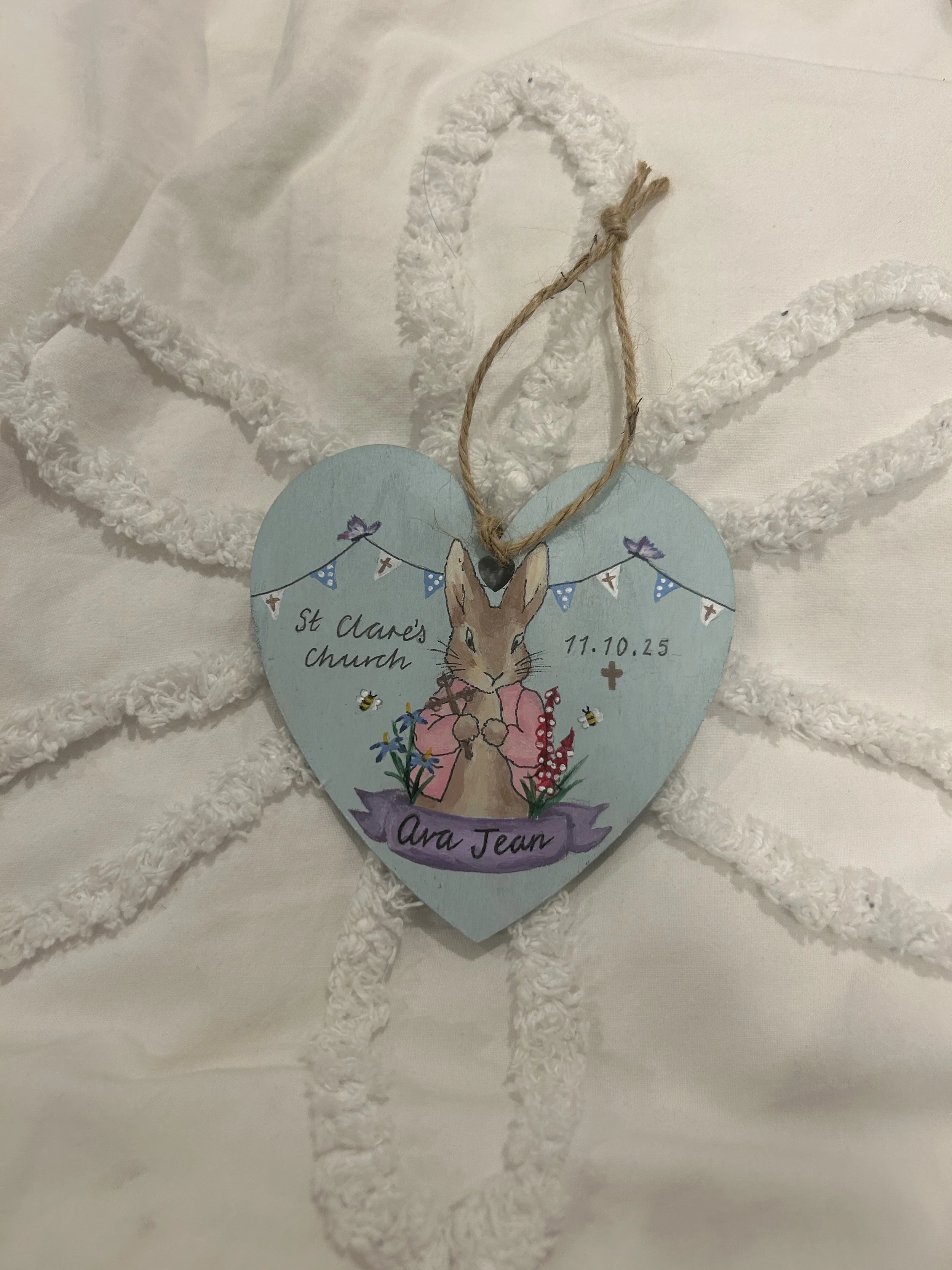Christening personalised heart plaque