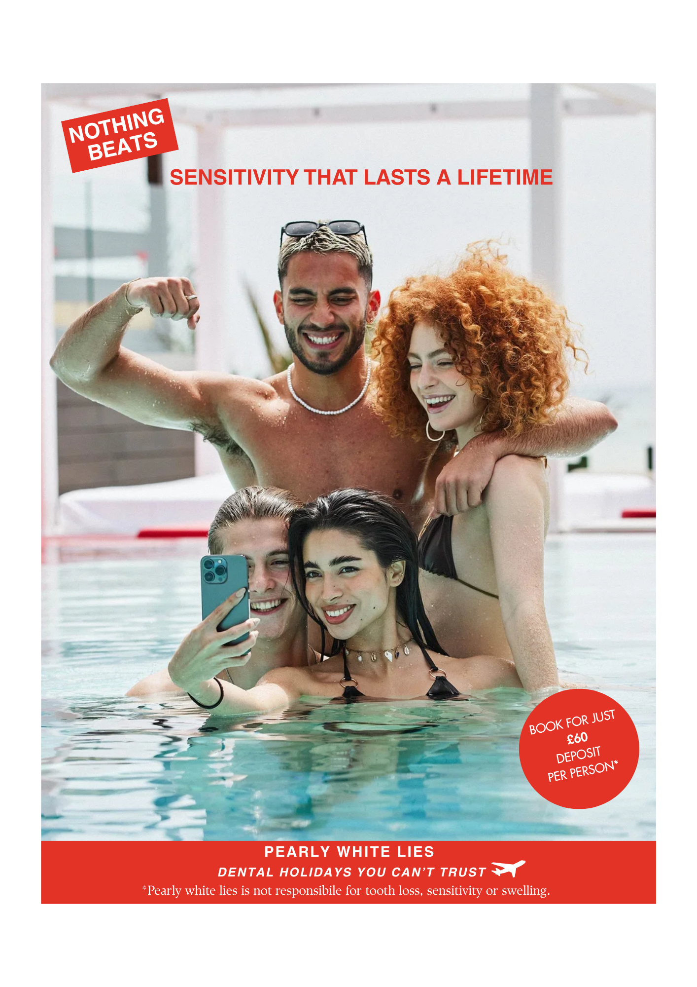 Group of young friends taking a selfie in a swimming pool