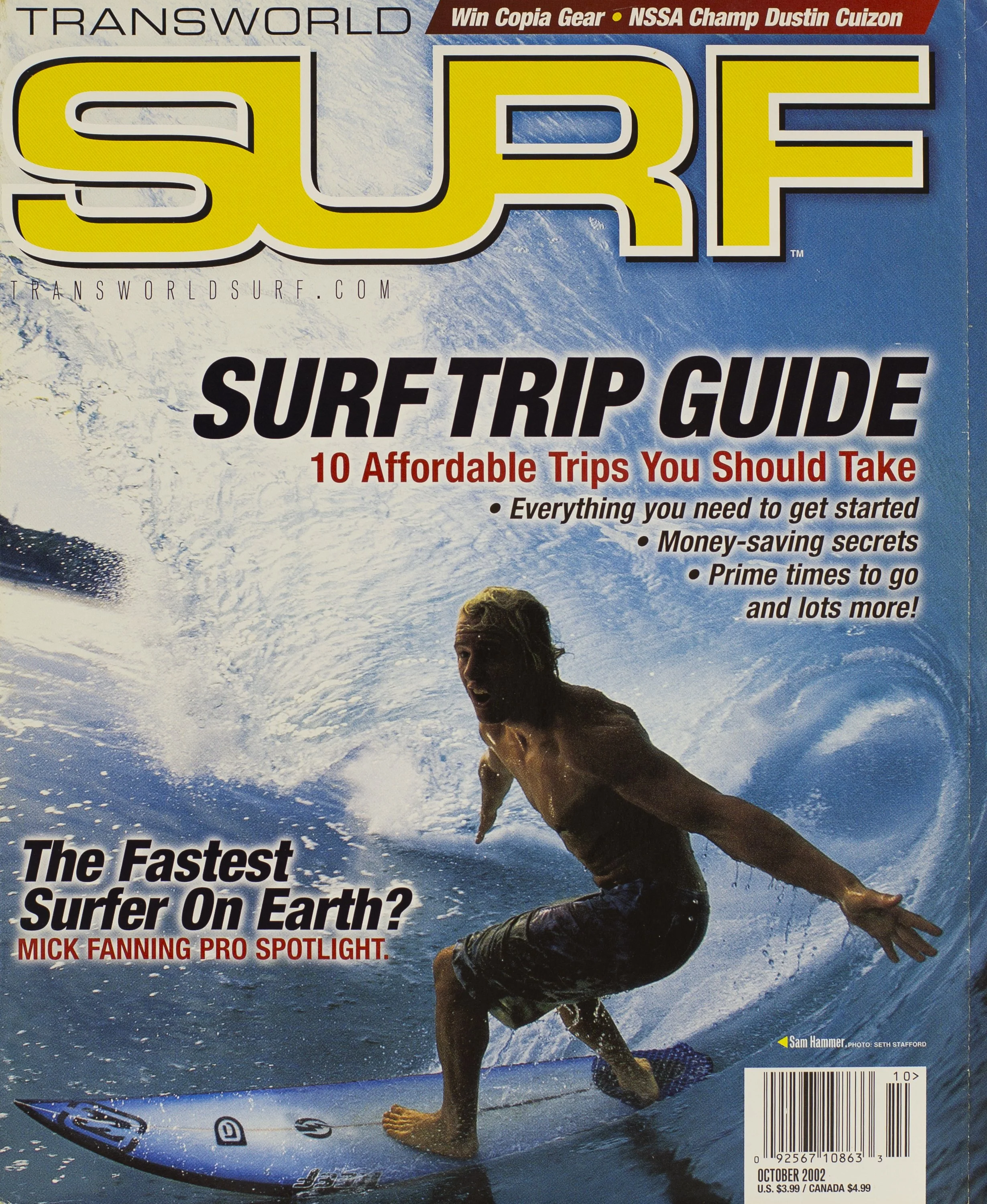 Transworld Surf magazine cover with Sam Hammer getting barreled.  Picture by Seth Stafford