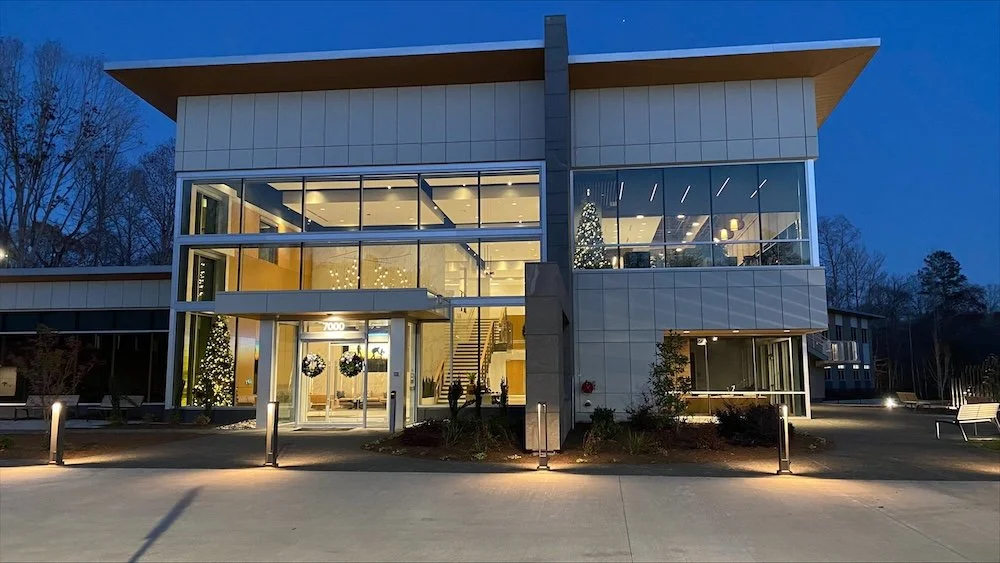 HonorBridge headquarters is pictured at night.