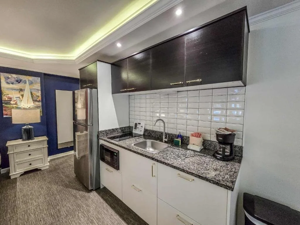 Kitchenette in Modern Beach Hotel Room