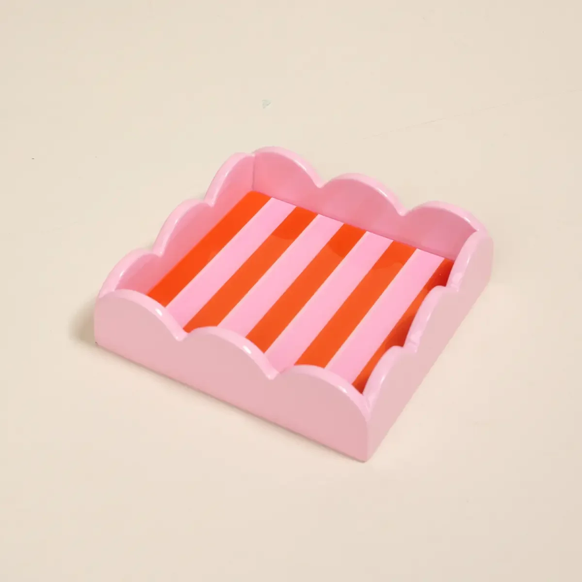 Scallop Trinket Tray – Sicily Stripes Pink