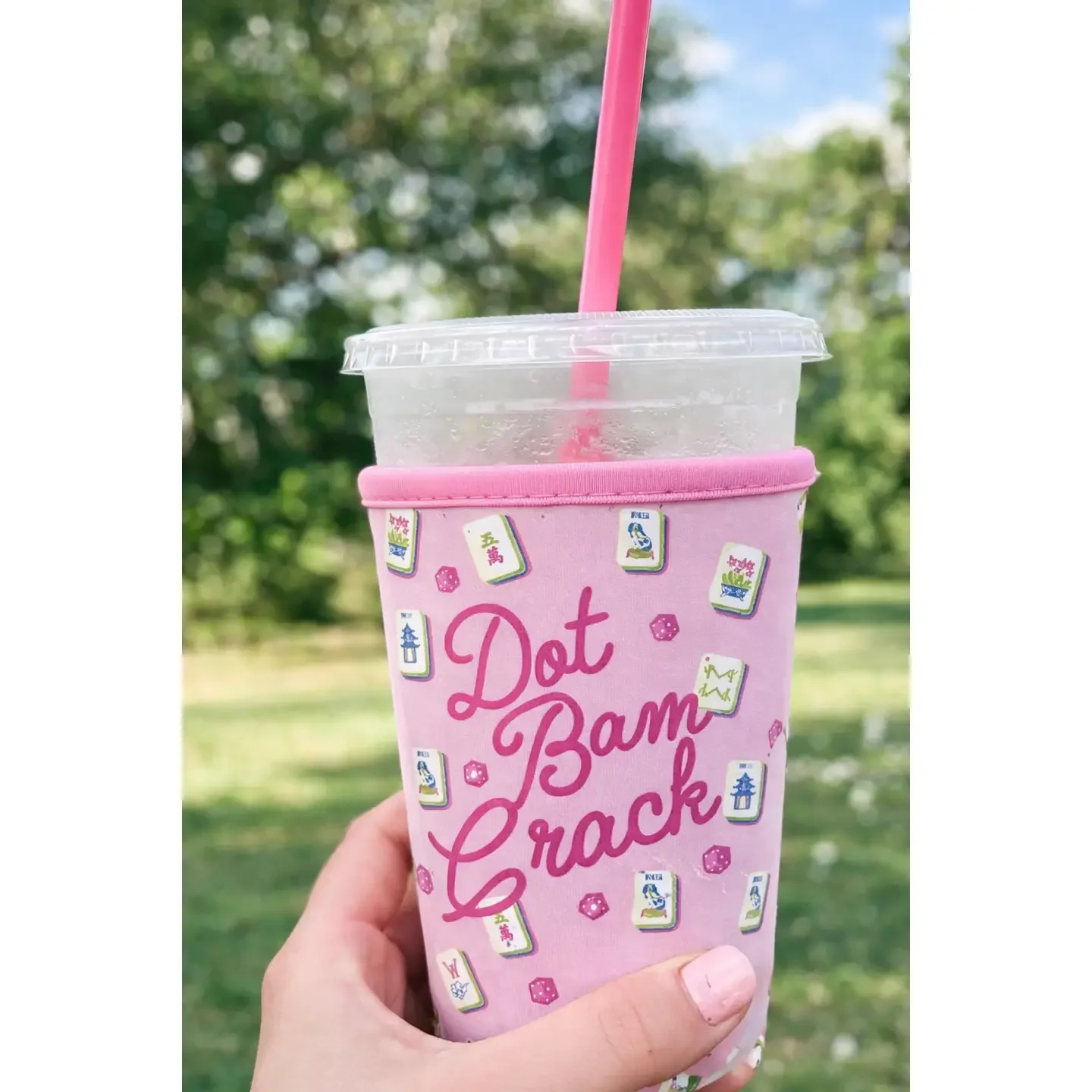 Iced Coffee Sleeve - Dot Bam Crack Mahjong Theme