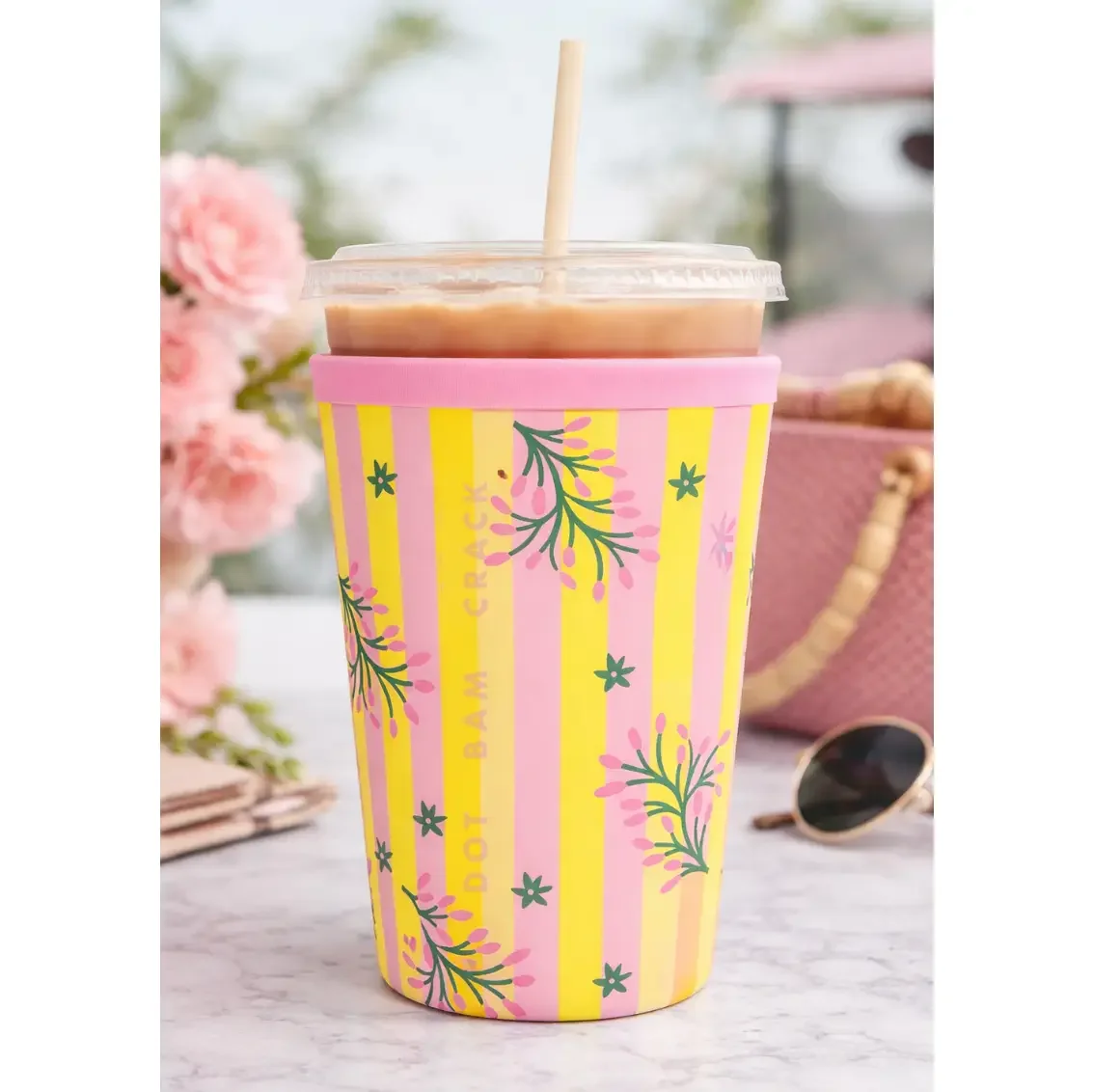 Iced Coffee Sleeve - Palm Springs Yellow Mahjong Theme