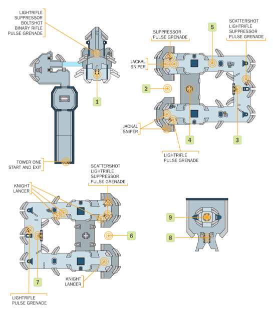 Top down level design image from the halo 4 mission Shutdown.