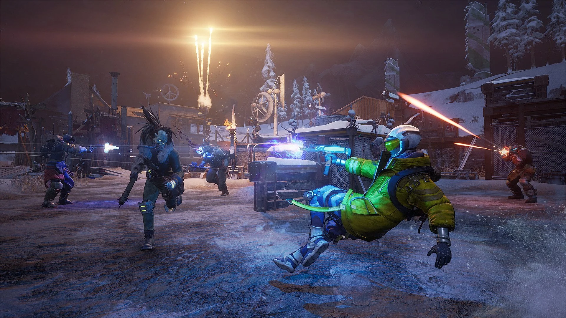 Screenshot of Cruz character fighting in a Outlander outpost from Scavengers Game.