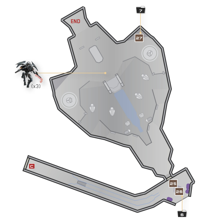 Top down level design image from the halo 5 mission Osiris.