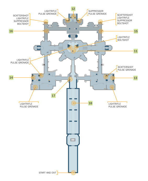 Top down level design image from the halo 4 mission Shutdown.