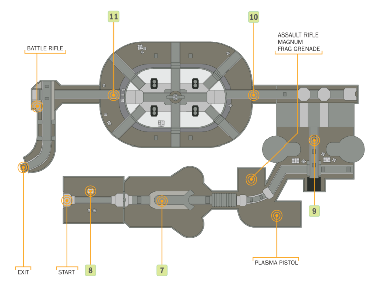 Top down level design image from the halo 4 mission Dawn.