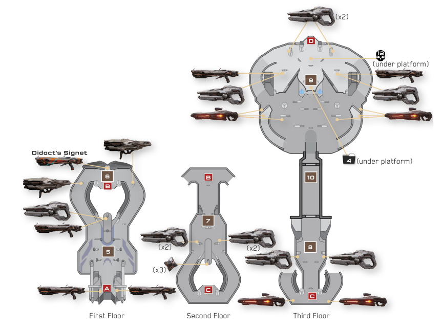 Design Top Down Image of Tower encounter from the Halo 5 Mission the Breaking.