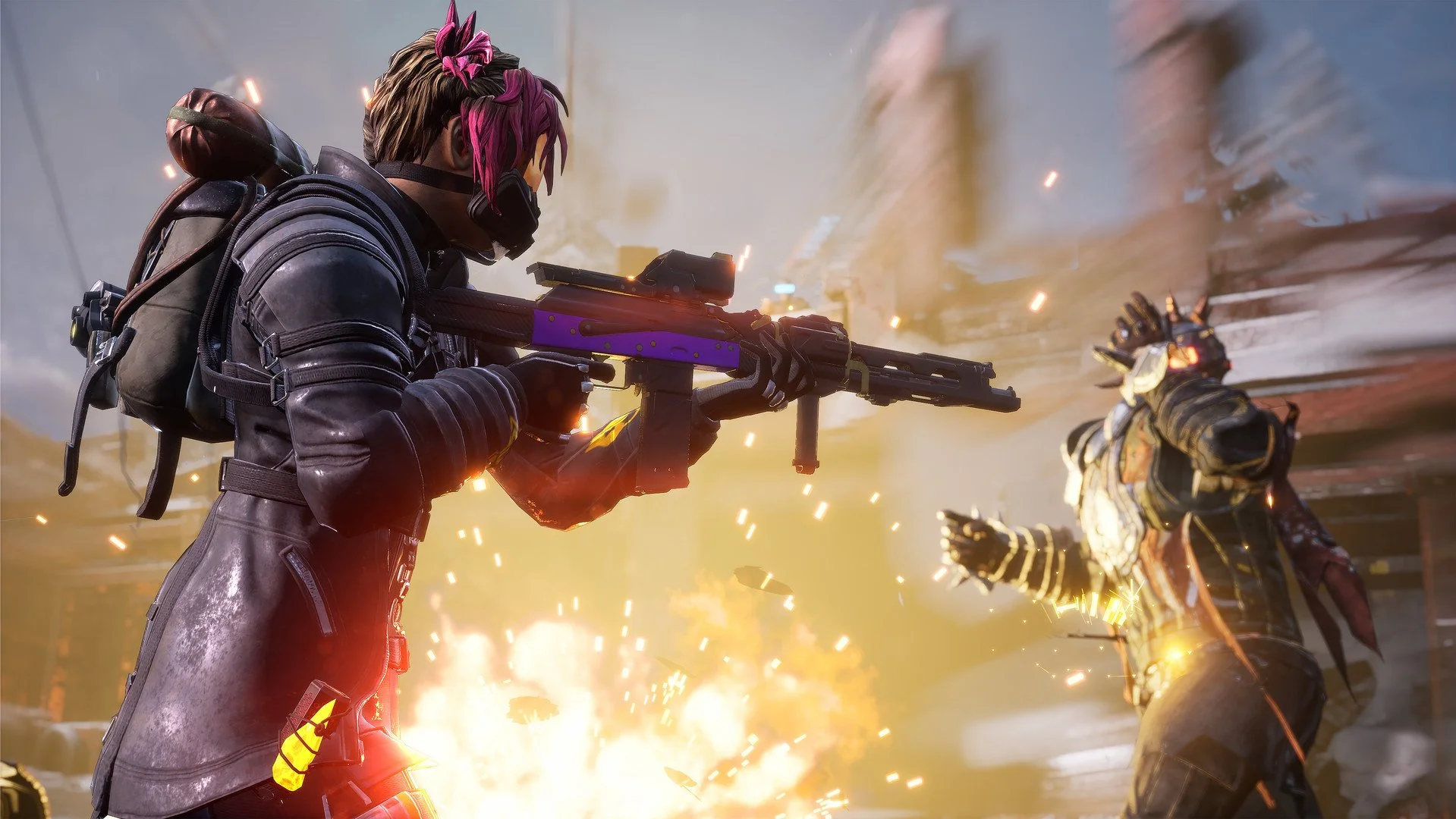 Screenshot of Rin fighting an Outlander Marksmen from Scavengers Game.