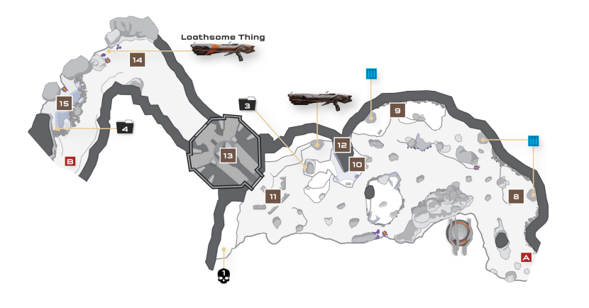 Top down level design image from the halo 5 mission Osiris.