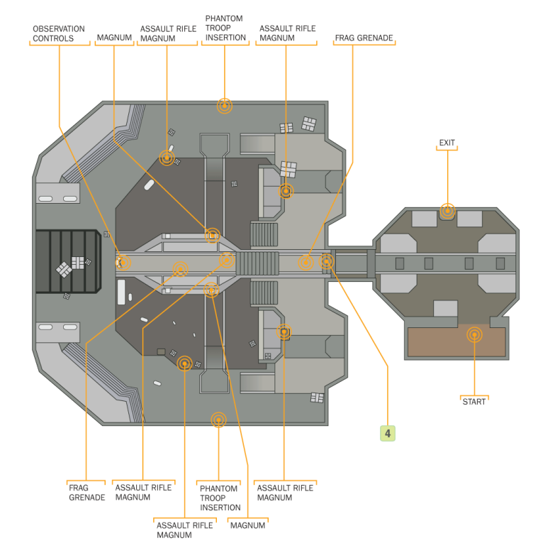 Top down level design image from the halo 4 mission Dawn.