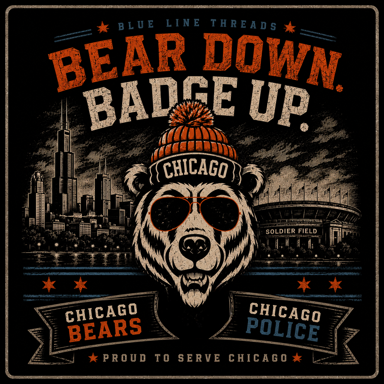 BEAR DOWN. BADGE UP