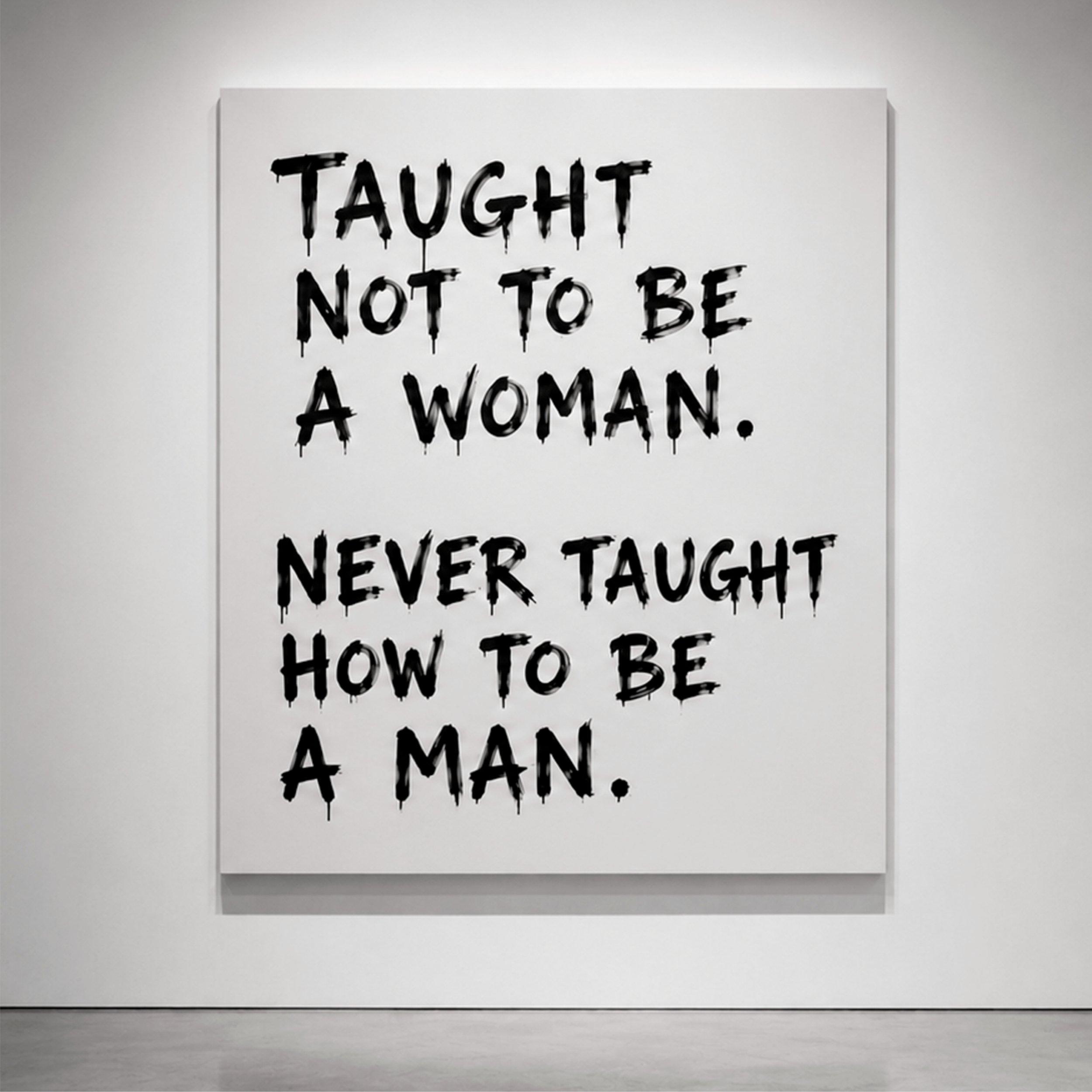 Text-based work from Floating Strength exploring masculinity, vulnerability, and the emotional conditions that exist beneath inherited expectations.
