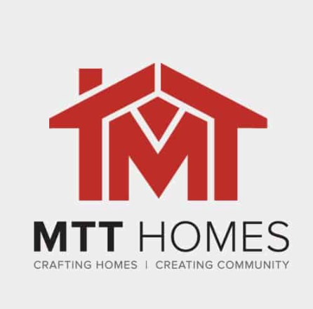 Logo of MTT Homes with a red house graphic above the text 'MTT Homes' and the slogan 'Crafting Homes | Creating Community'.