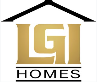 Logo for LG Homes, featuring a stylized monogram 'LG' in gold with a house roof outline above and the word 'HOMES' below.
