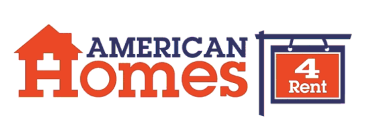 Logo for American Homes with a house icon and a sign that says 4 Rent.
