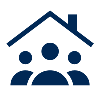 Icon of two people under a house roof.