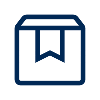 Outline of a closed cardboard box with a folded flap