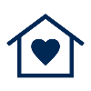 an outline of a house with a heart inside of it