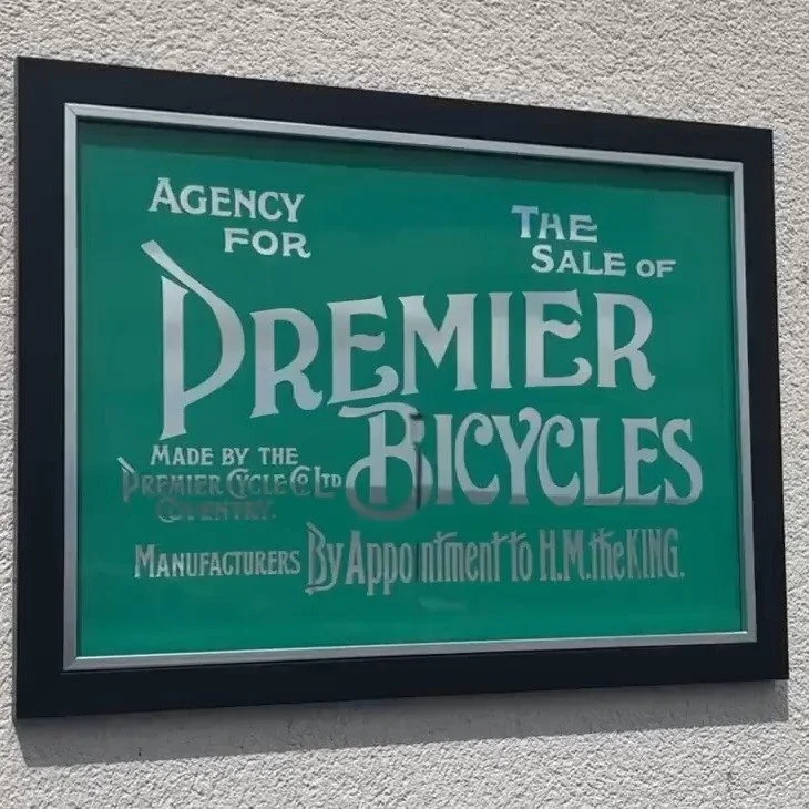 Here's another sign inspired by an original enamel sign from the turn of the century for the Premier Cycle Co Ltd in Coventry

All our signs on here are available from our web shop - all signs include frame and P/P to UK

FileyPier.com/shop - Link's 