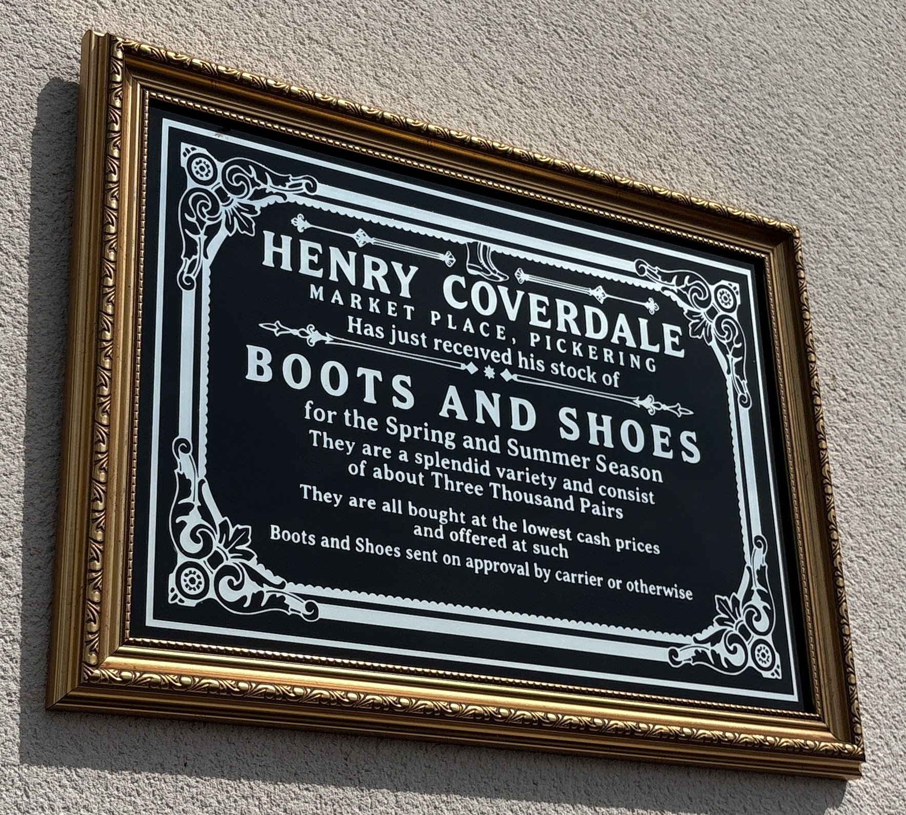 Henry Coverdale Victorian reverse glass mirrored advertising sign by Filey Pier Limited