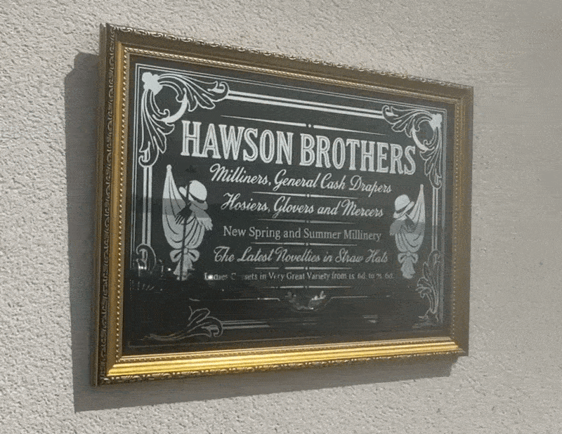 Hawson Brothers Victorian reverse glass mirrored advertising sign by Filey Pier Limited