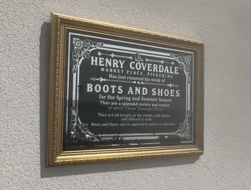 Henry Coverdale Victorian reverse glass mirrored advertising sign by Filey Pier Limited