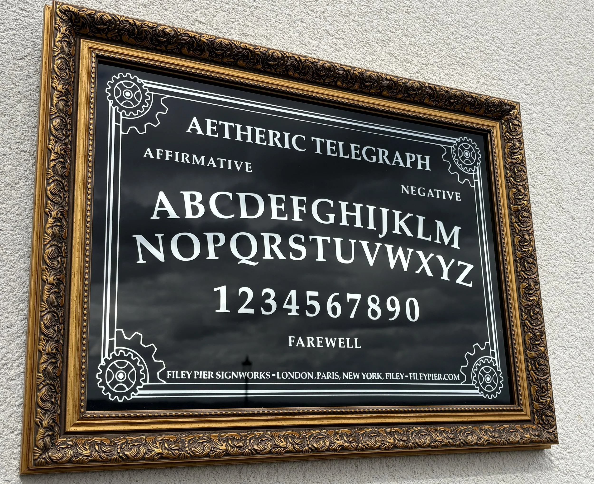 Aetheric Telegraph - Steampunk Ouija / Spirit Board - Reverse Glass Mirrored Sign