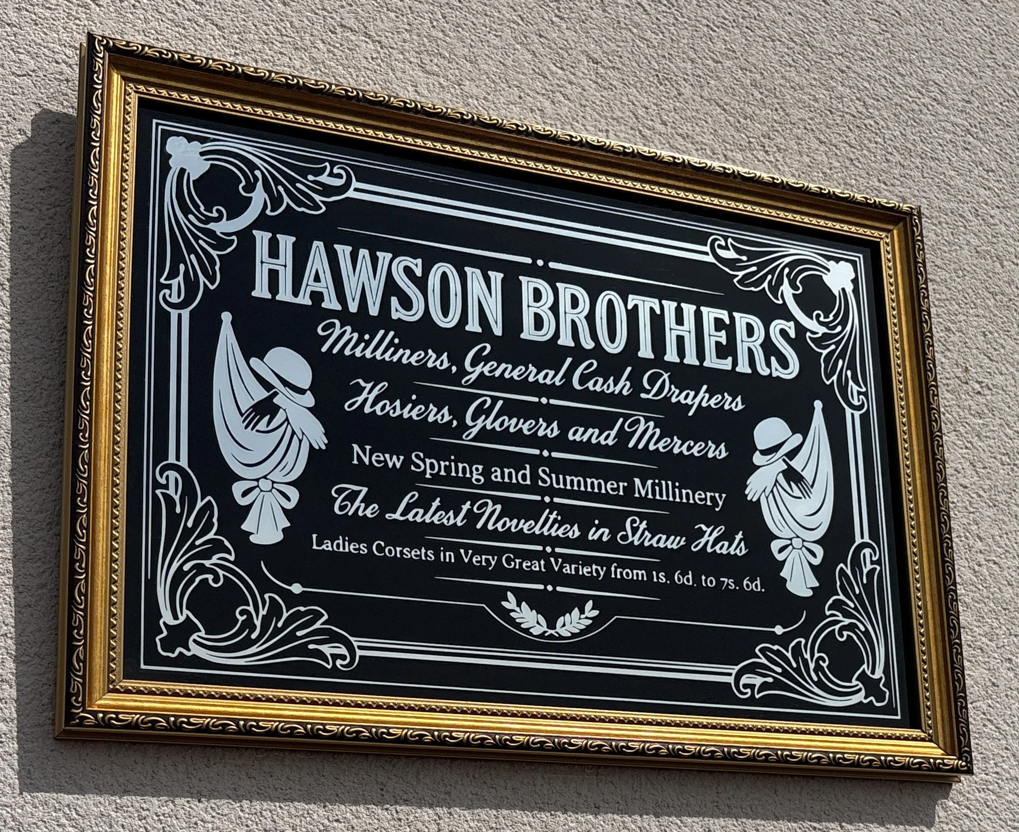 Hawson Brothers Victorian reverse glass mirrored advertising sign by Filey Pier Limited