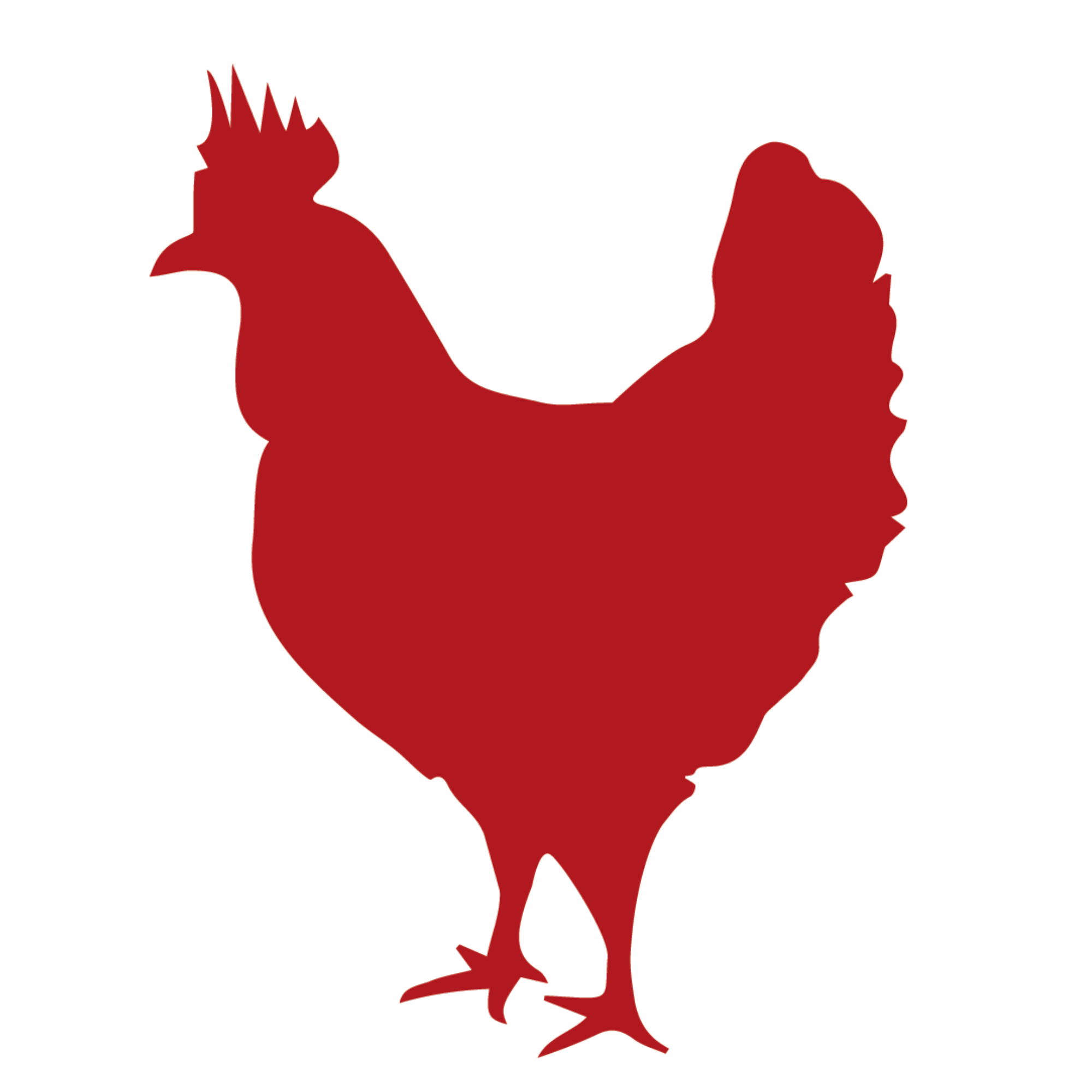 Silhouette of a chicken in red