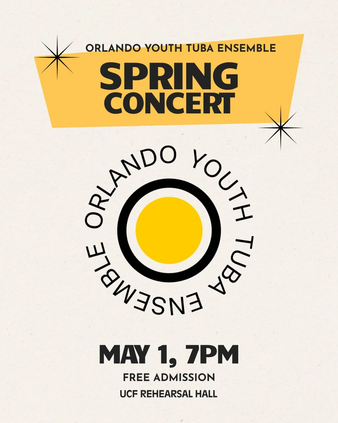 It is that time of year! Come out the the rehearsal hall tonight to see our Orlando Youth Tuba and Euphonium Ensemble perform alongside the Tubanauts! All pieces are conducted by members of the Tubanauts!  It will be a great concert that you will not