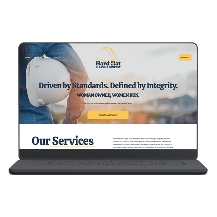 Hard Hat website header on laptop mockup