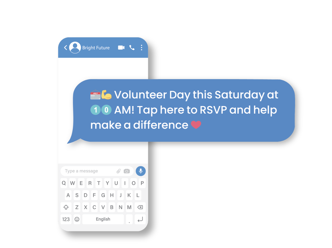 Text message reminding customer or local to RSVP to volunteer day