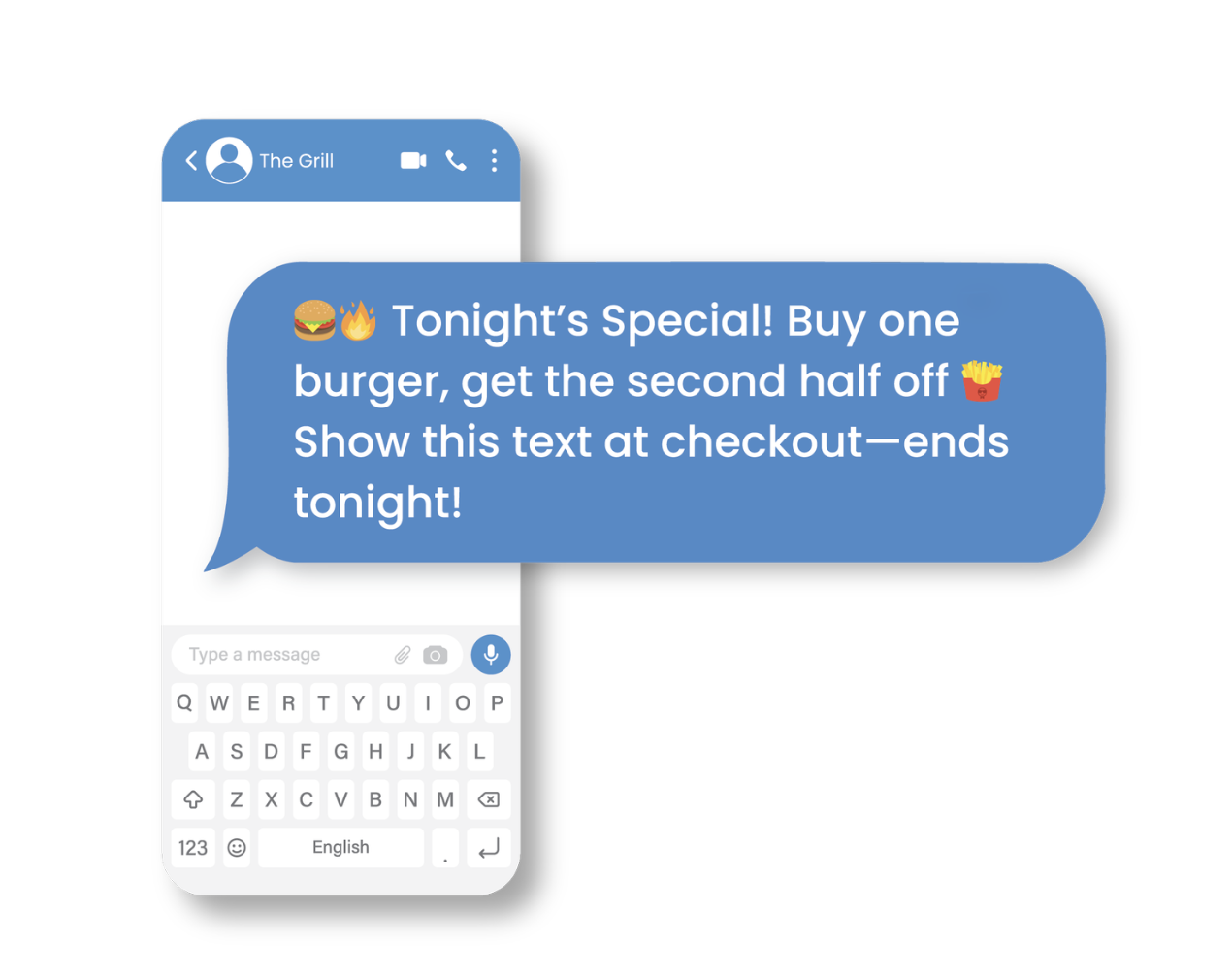 Text message promoting a BOGO food deal