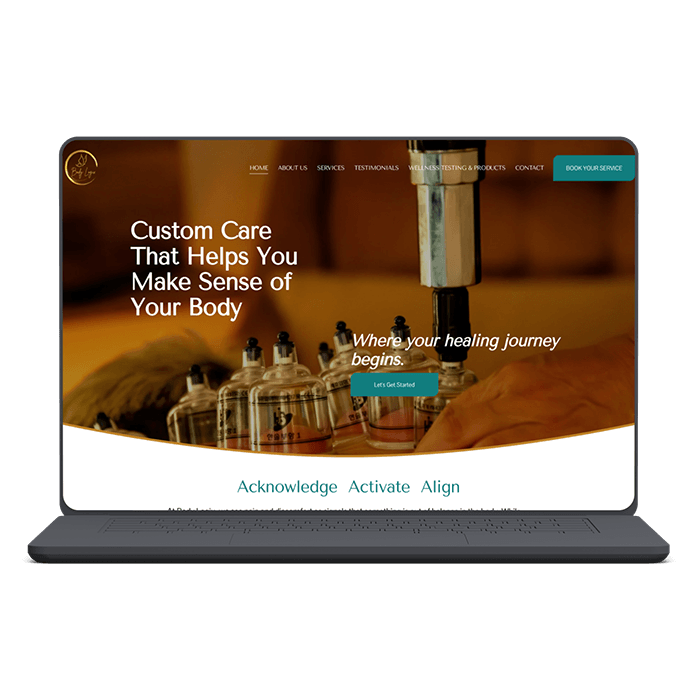 Body Logix website header on laptop mockup