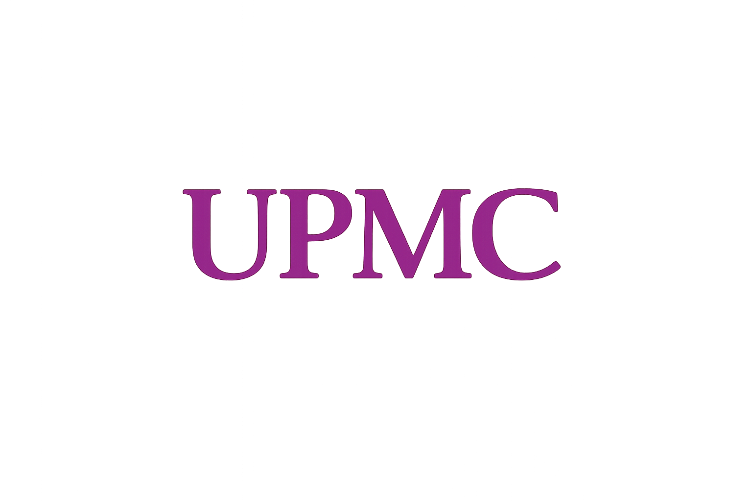 The UPMC logo with purple letters on a black background.
