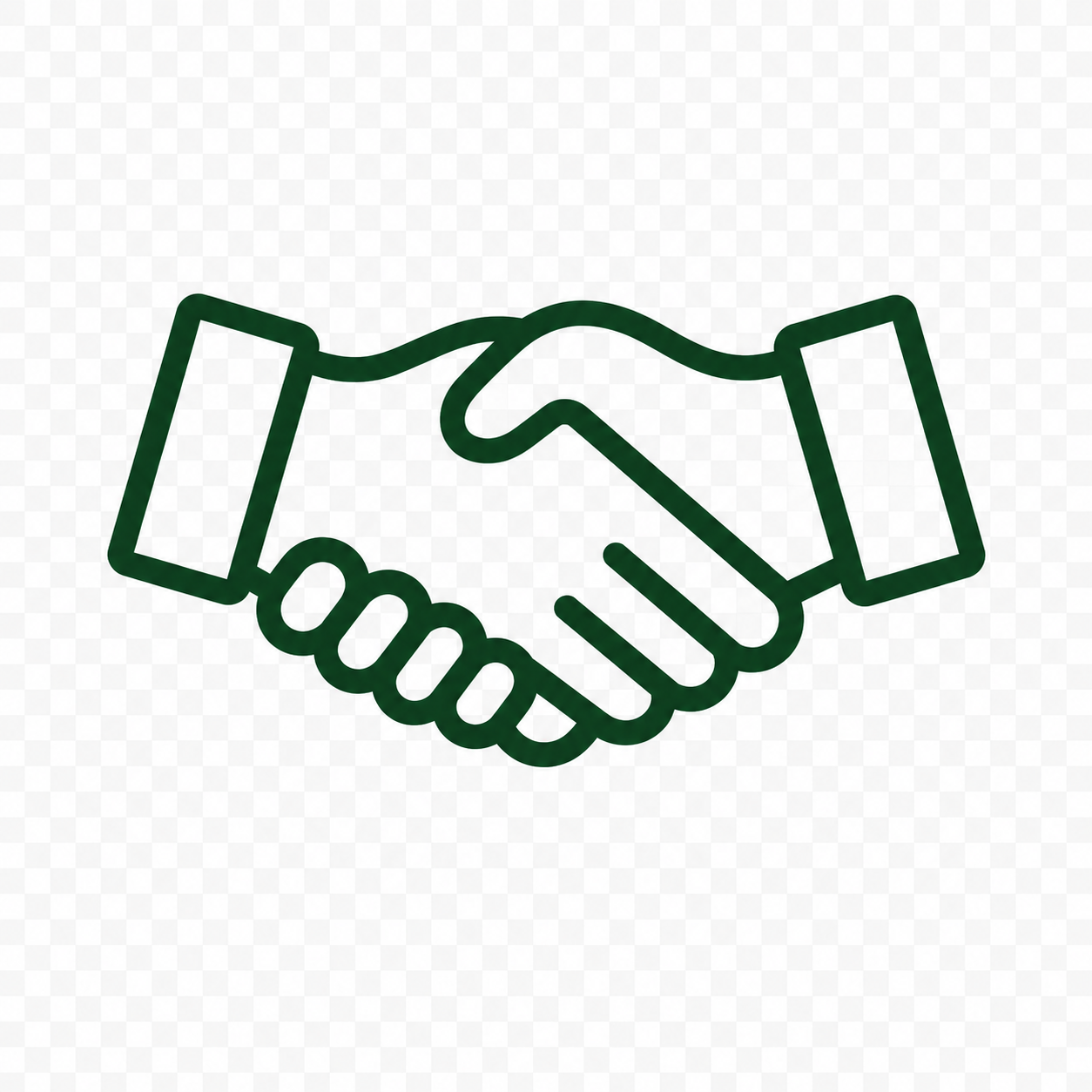 Outline of two hands shaking, symbolizing agreement or partnership.
