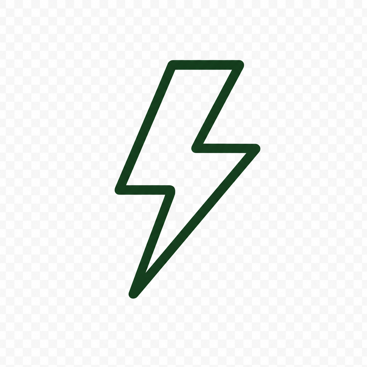 Green outline lightning bolt symbol