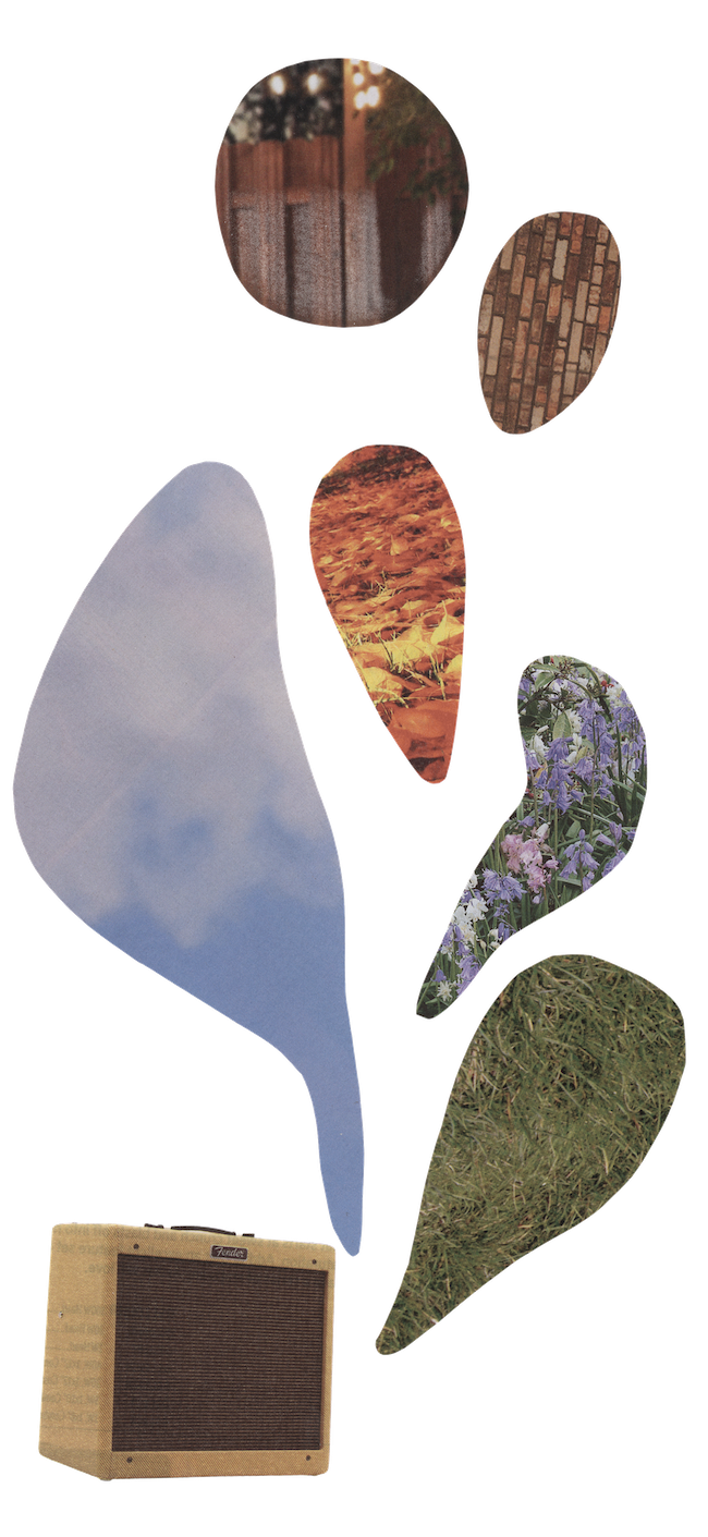 Elements of a neighborhood represented as sound coming from a speaker