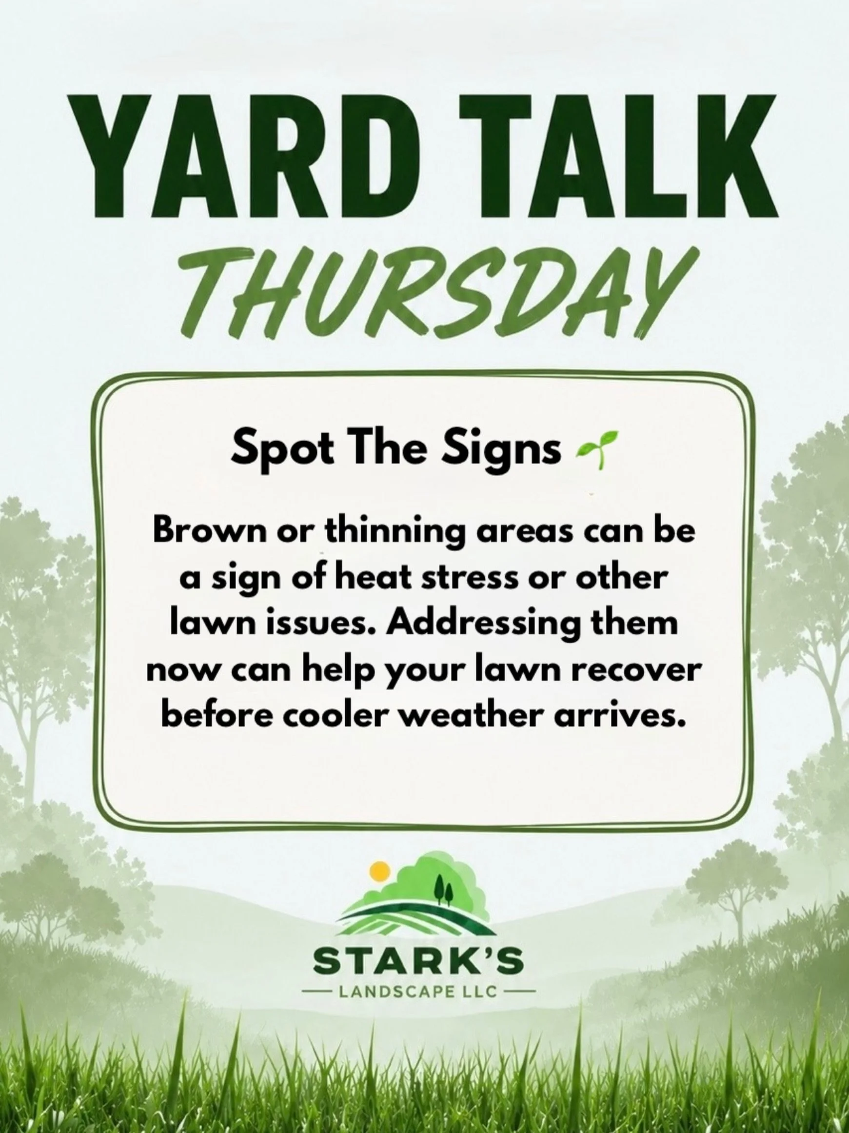 Happy Yard Talk Thursday! 👏 Here&rsquo;s this week&rsquo;s quick tip to help keep your lawn healthy before cooler weather arrives. 

#lawncare #landscaper #explorepage #backyard