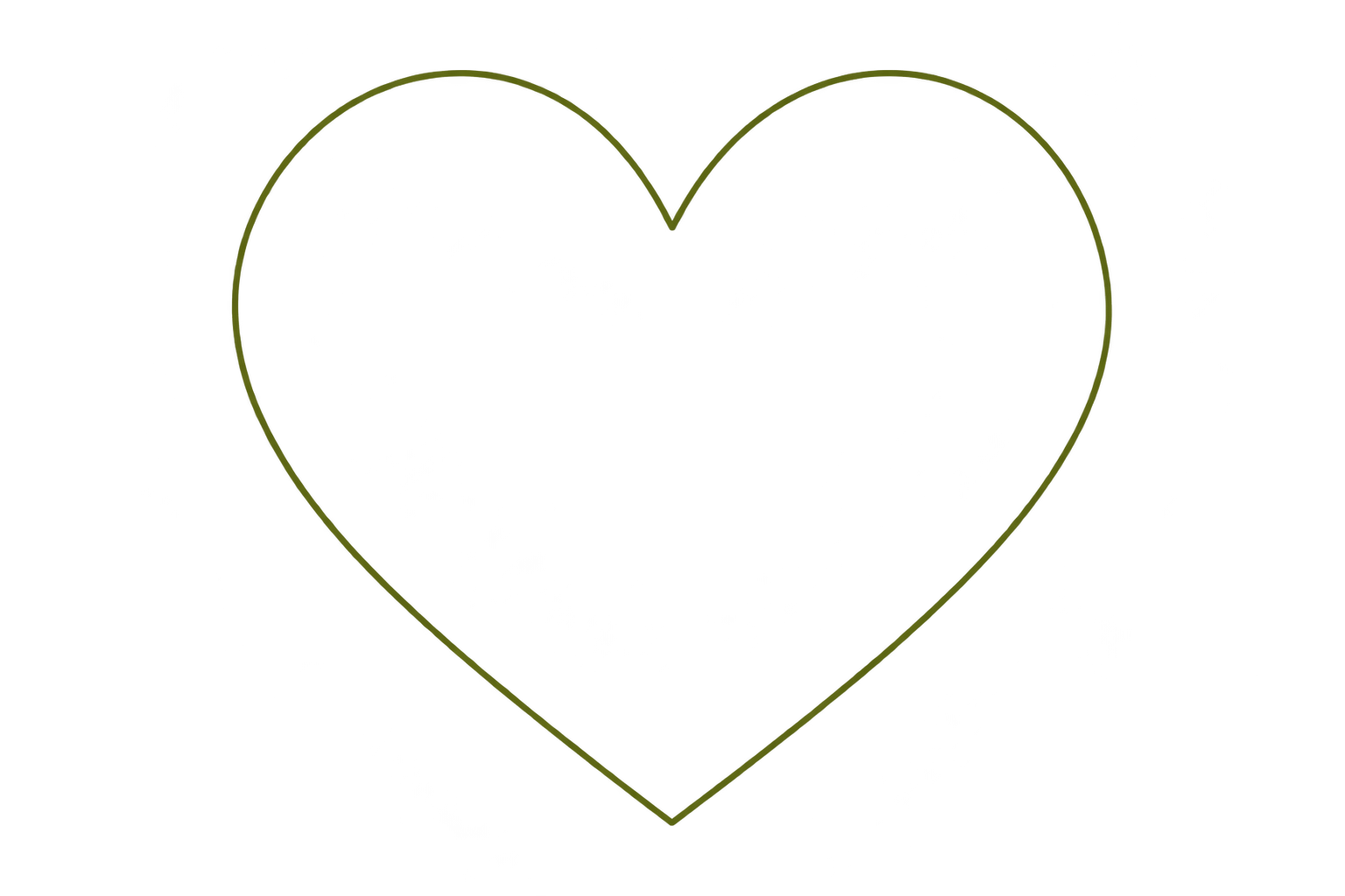 A stylized gold heart with a hollow center and bold outline, set against a plain black background.