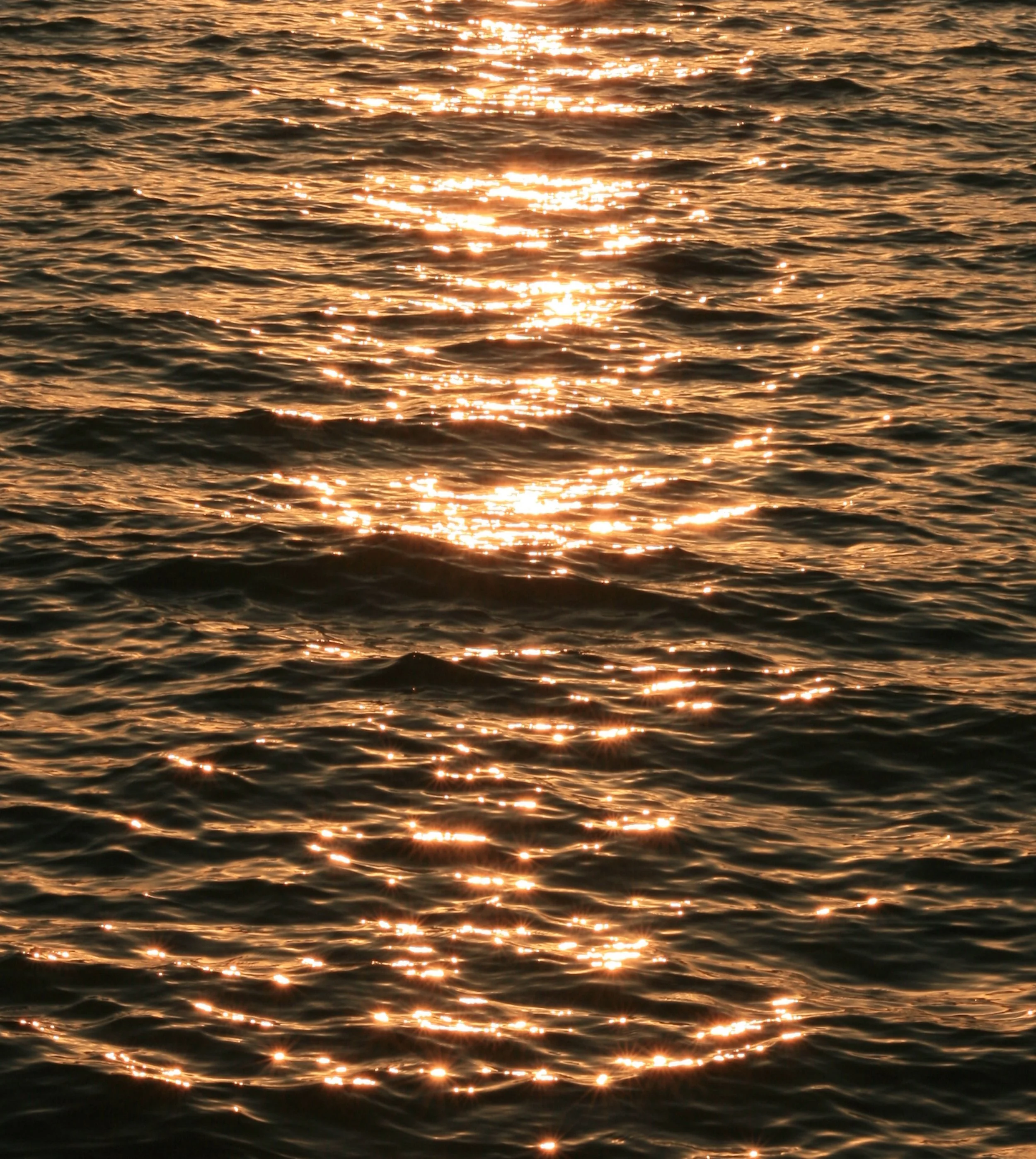 Sunlight reflecting on the surface of a body of water, creating a shimmering, golden appearance.