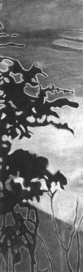 California Sky Study, 2005 / Charcoal on paper / 7 x 23 in