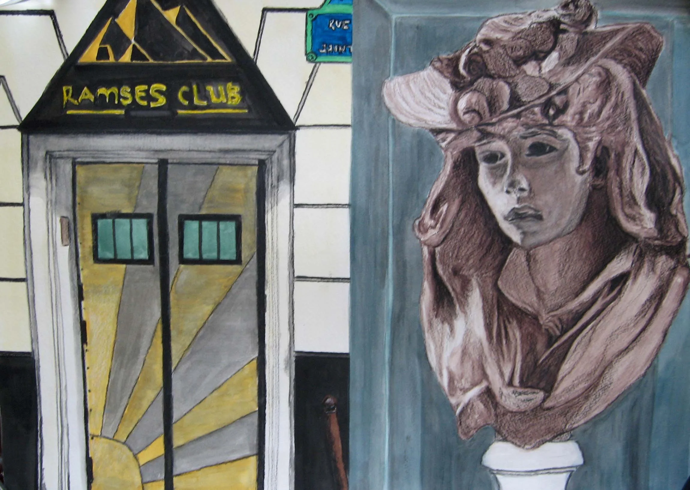 Paris, 2006 / Charcoal and colored pencil on paper / 21 x 15.5 in