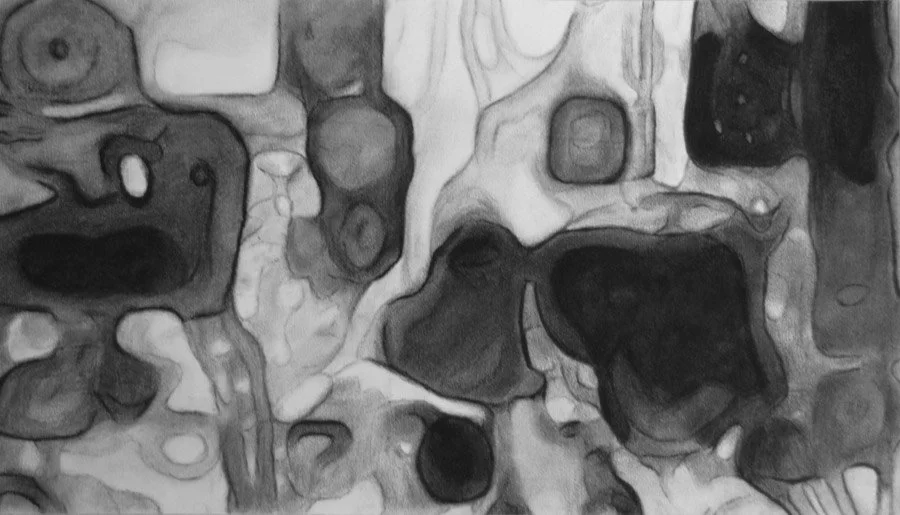 Times Square Study, 2005 / Charcoal on paper / 20 x 11 in