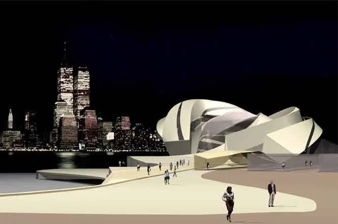 Night view of the Staten Island Institute for Arts & Sciences Discovery Center.