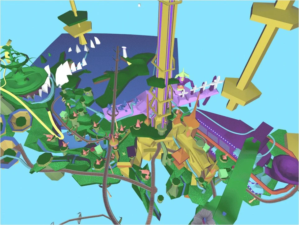  Users collectively fly through the resulting city through a polarized goggle 3D experience. Incredible for it's time.