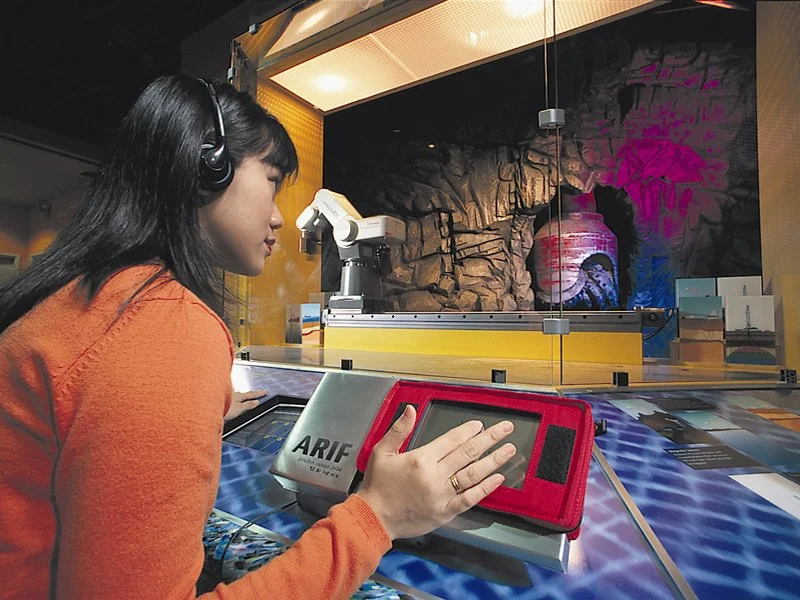 Visitors controlled many kinds of systems including this drilling robot.